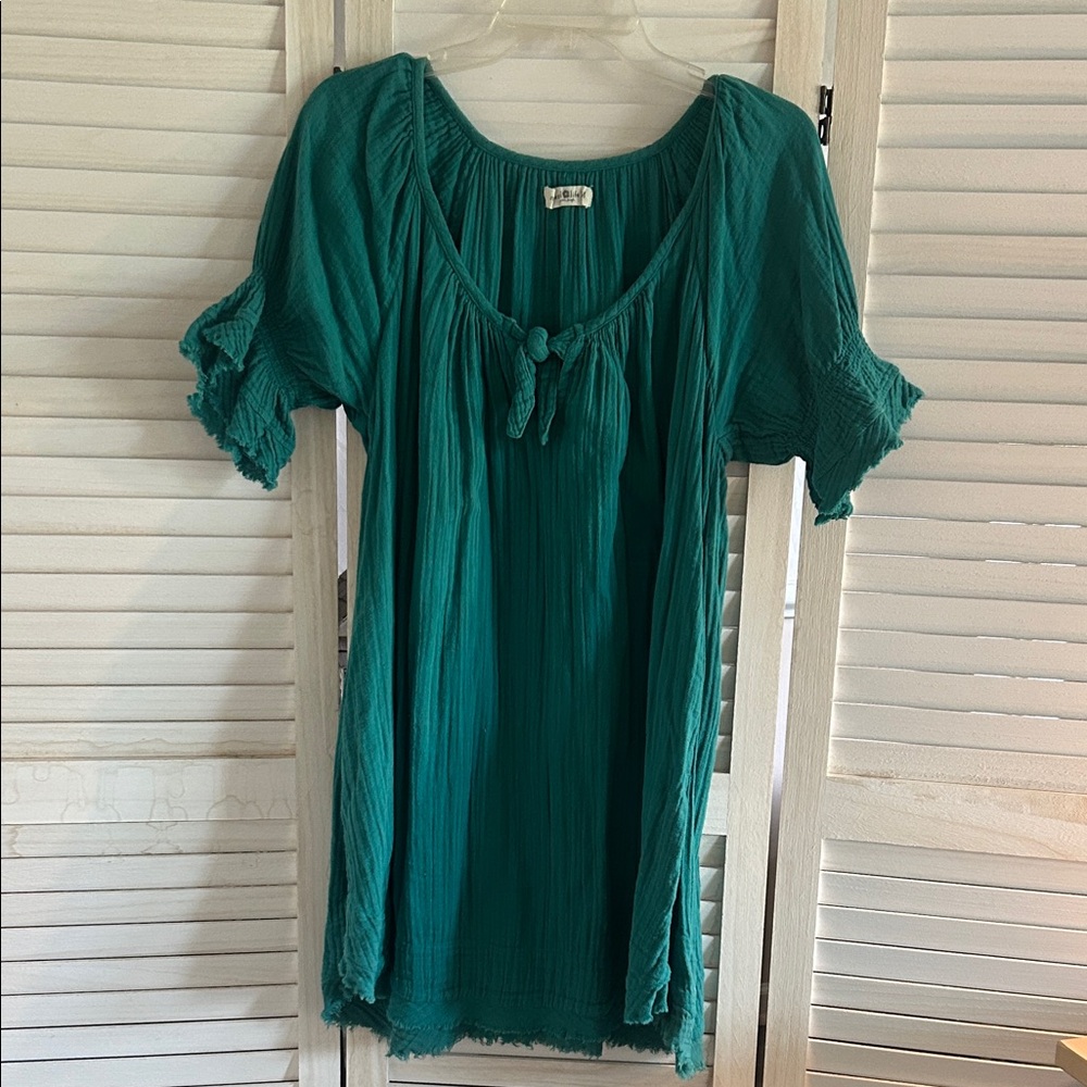 NATURAL LIFE teal dress with Front Tie